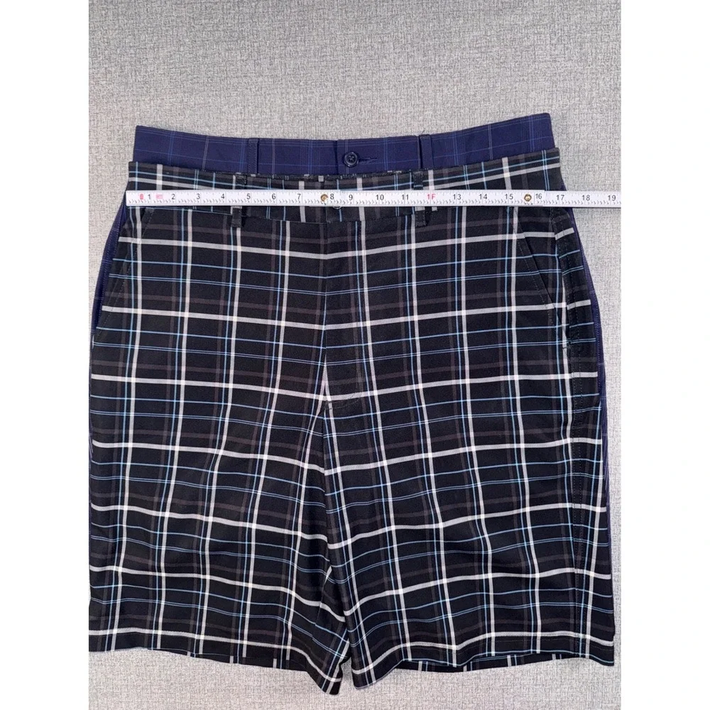 Kirkland Signature Mens Performance Golf Shorts Size 34 Plaid Blue 2 Pair Costco
